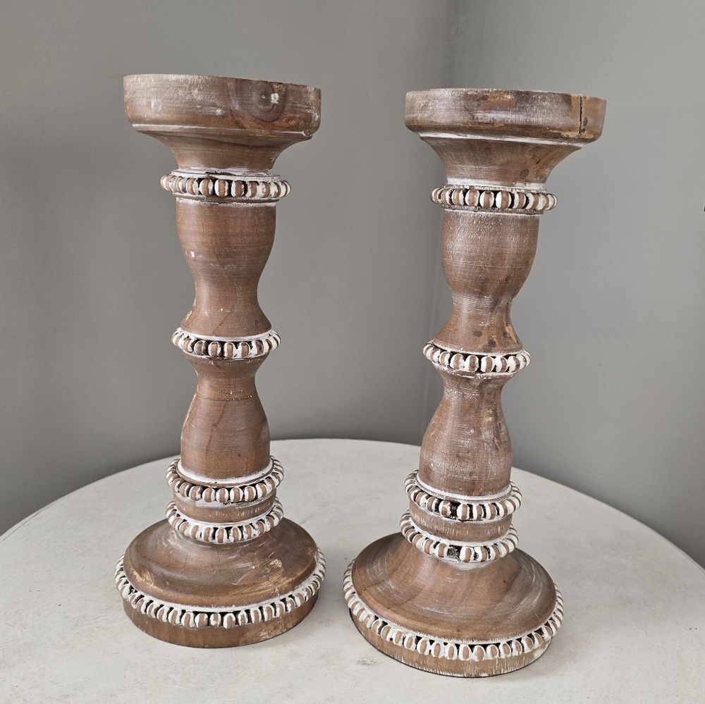 Modern Farmhouse Pillar Candle Holders-Set of 2